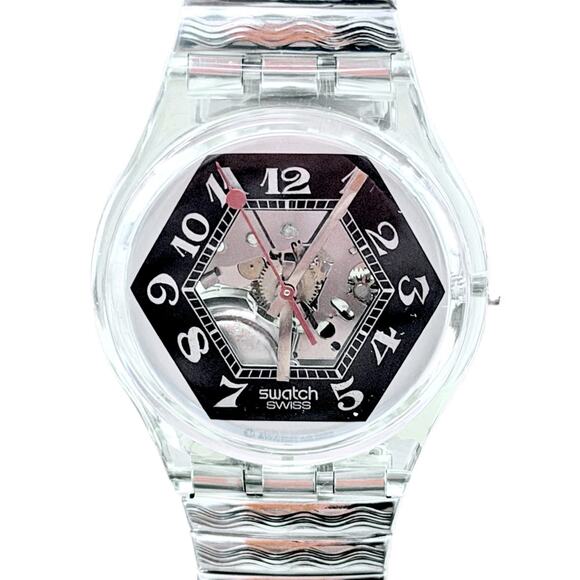 Swatch watch BLACK JADE GK158 1993 Standards rare transparent Swiss made Large - Picture 2 of 7